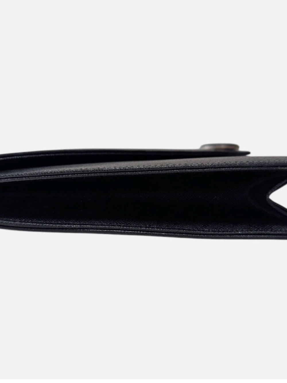 Saint Laurent Black Leather Envelope Clutch with Gold-Tone Button - Picture 6 of 13